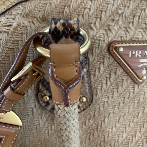 Prada raffia snakeskin satchel tote - Picture 2 of 6